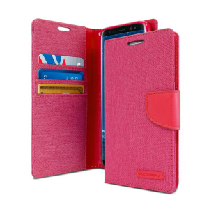 Goospery Canvas Diary Wallet Case for Samsung Galaxy S9 - Pink